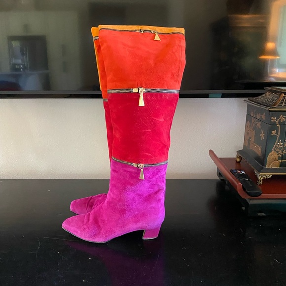 ANNE KLEIN COUTURE VINTAGE THIGH HIGH SUEDE BOOTS PREOWNED SIZE:7 - Picture 3 of 9